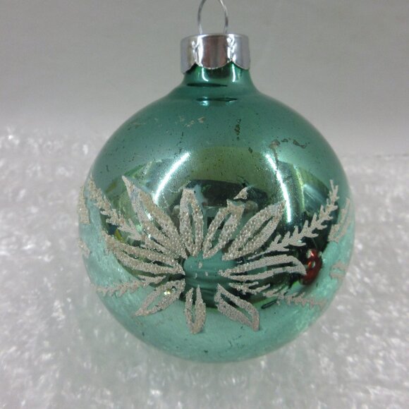 2 Paragon Venetian Dew Stencil Glass Christmas Ornaments Red & Blue Vintage - Picture 9 of 13